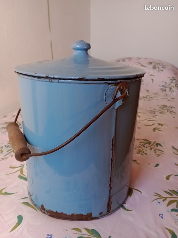 Seau En Métal Vintage Bleu Avec Poignée – Pot Décoratif Pour Plantes Intérieur/extérieur