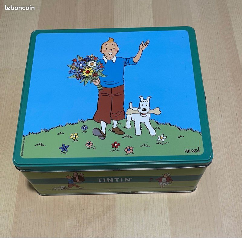 Boîte métal rectangulaire « Tintin et Milou » dimensions 24 x22 cm