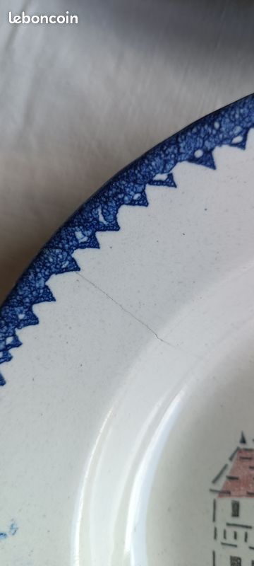 Assiettes décoratives liseré bleu x 3 (image 3)