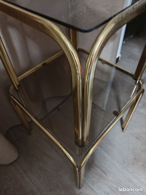 Lot tables d'appoint en laiton doré (image 2)