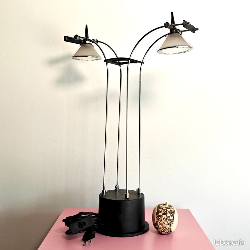 Grande lampe de bureau vintage – Fuder Allemagne – Design post-moderne années 80 – Halogène orientable (image 14)