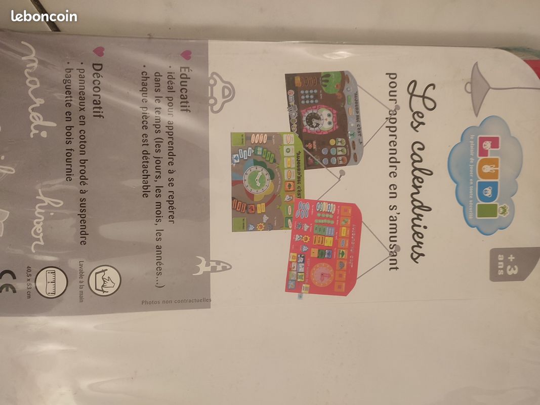 Calendrier en coton brodé à suspendre pour enfant CADEAU POUR NOËL (image 8)