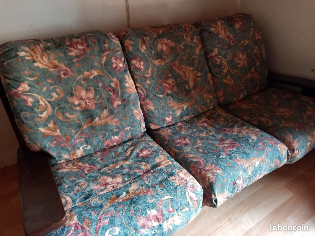 Vends canapé vert avec des motif feuillage (image 1)