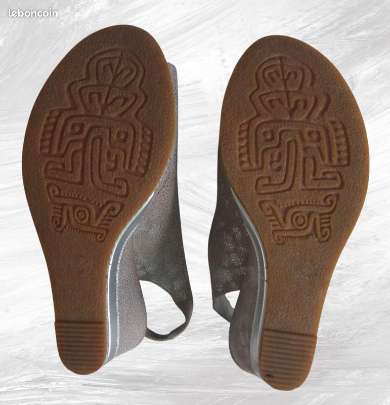 Espadrilles compensées cuir nacré gris 37 Fugitive (image 8)