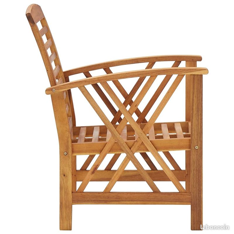 Lot de 2 Chaises Bois Massif Acacia - Fauteuils de Jardin - Mobilier Extérieur Terrasse (image 4)