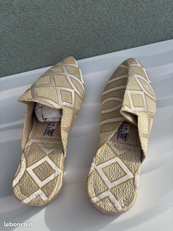 Babouches dorées artisanal Fès T41 neuves (image 3)