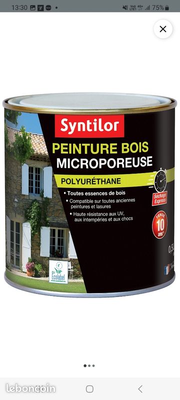 Peinture intérieure et extérieure bois microporeuse gris clair syntilor 0.5L neuve (image 2)