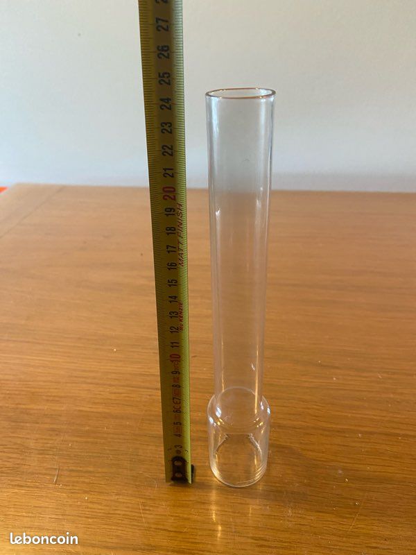 Tube cheminée en verre pour lampe à pétrole, diamètre 40 mm. 25cm hauteur (image 2)