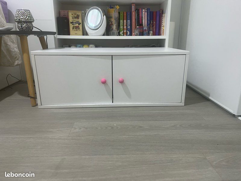 Petit meuble bas de rangement blanc – 2 portes – 80 cm (image 2)