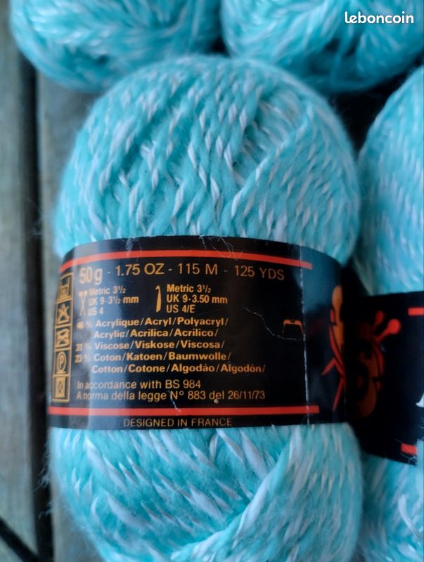 7 pelotes de laine Amanda chinées blanc/Turquoise 3suisse (image 5)