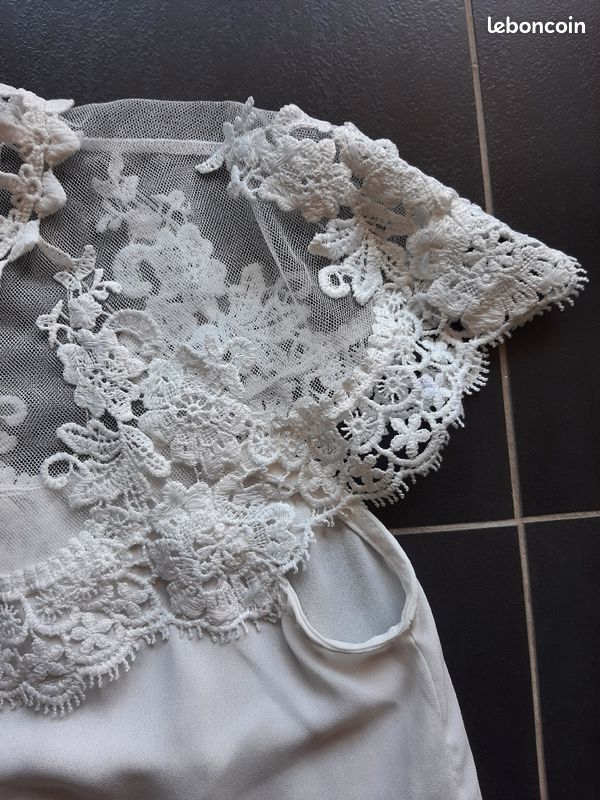 Tee-shirt MC Lorene blanc dentelle T.S/M (image 2)