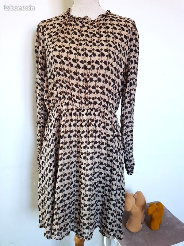 🤎Robe fluide motifs d'automne Hallhuber – Taille 44 (DE 42) – Très bon état (image 1)
