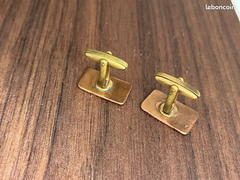 Boutons De Manchette Anciens émaillés - Lot De 2 (paire) - Numéro 5 - Vintage - Parfait Pour Costume Classique