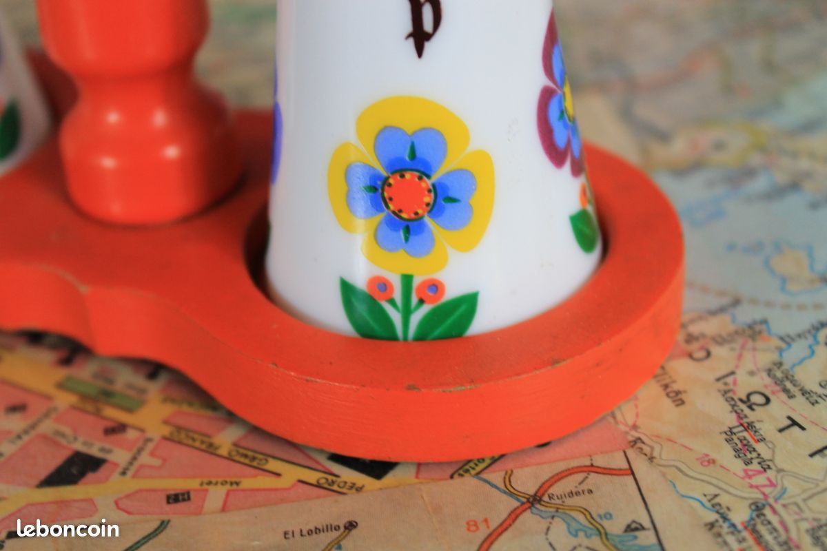 Vintage 60s 70s ancienne salière & poivrière est-allemand pop (image 3)