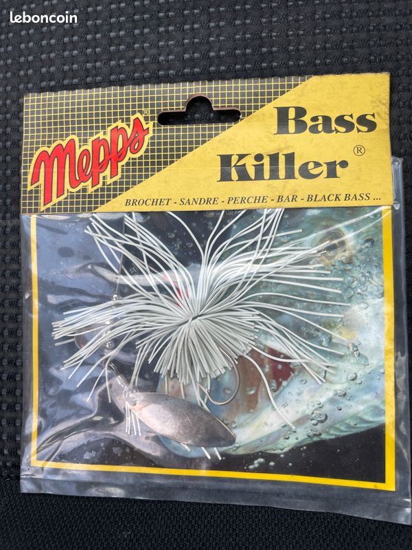 Ancienne Cuiller Mepps Bass Killer Vintage - Double Palette Argentée, Avec Pochette Et Notice