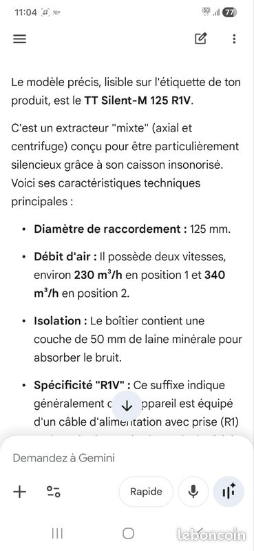 TT silent M 125 extracteur d air insonorisé (image 3)