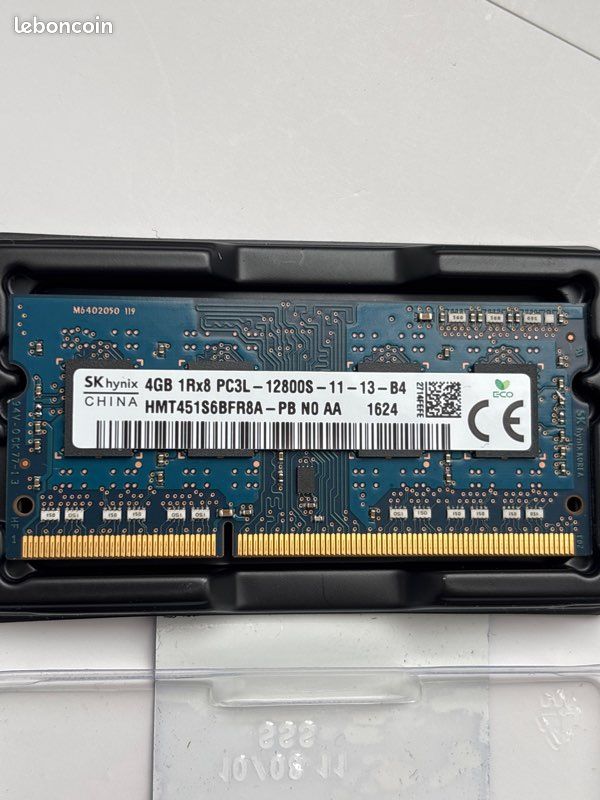 Lot De 2 Barrettes Mémoire Hynix 4Go (2x2Go) DDR3 SO-DIMM PC3-12800S - Testées