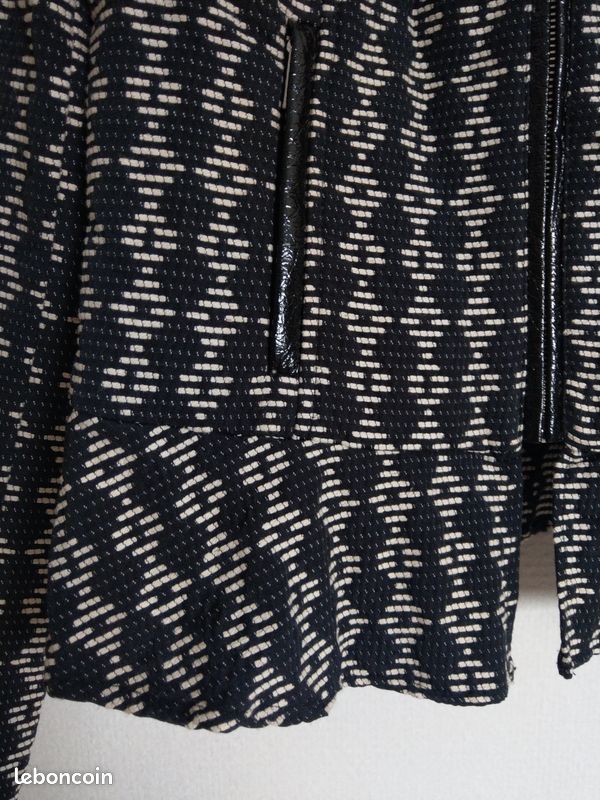 Veste blouson jacquard Morgan noir écru vinyle taille 40 M TBE (image 5)