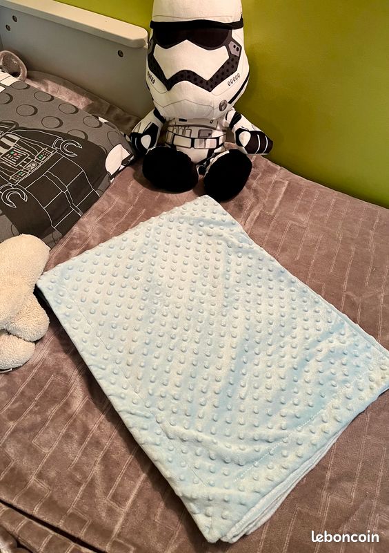 Couverture en microfibres pour Bébé- Bleu ciel (image 1)
