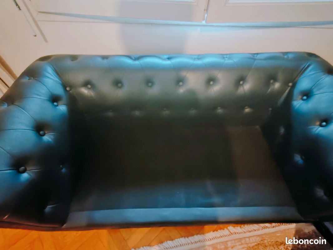Canapé chesterfield semili cuir 2 places (image 6)