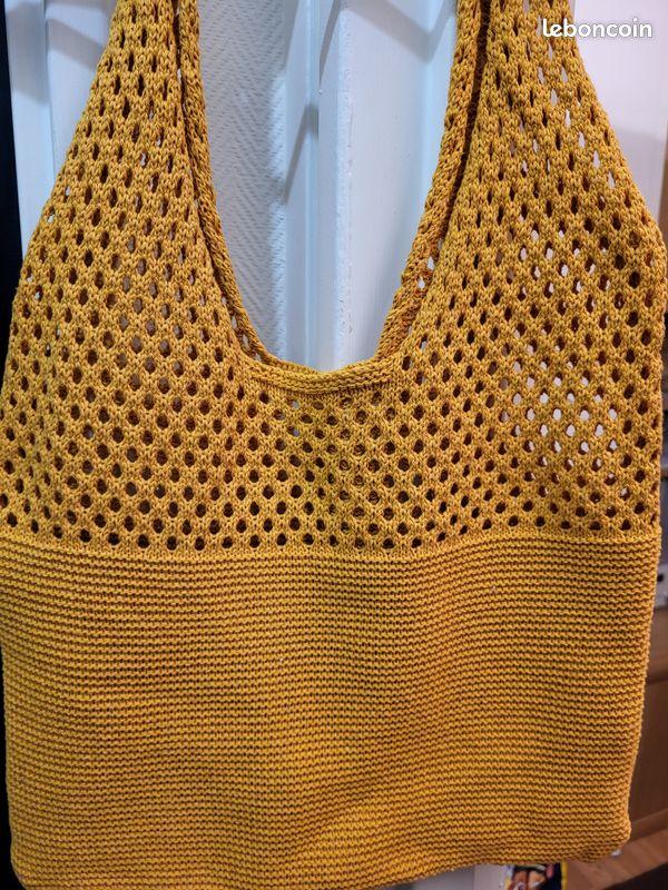 Sac à effet crochet neuf orangé 31x40 cm fourre tout (image 6)