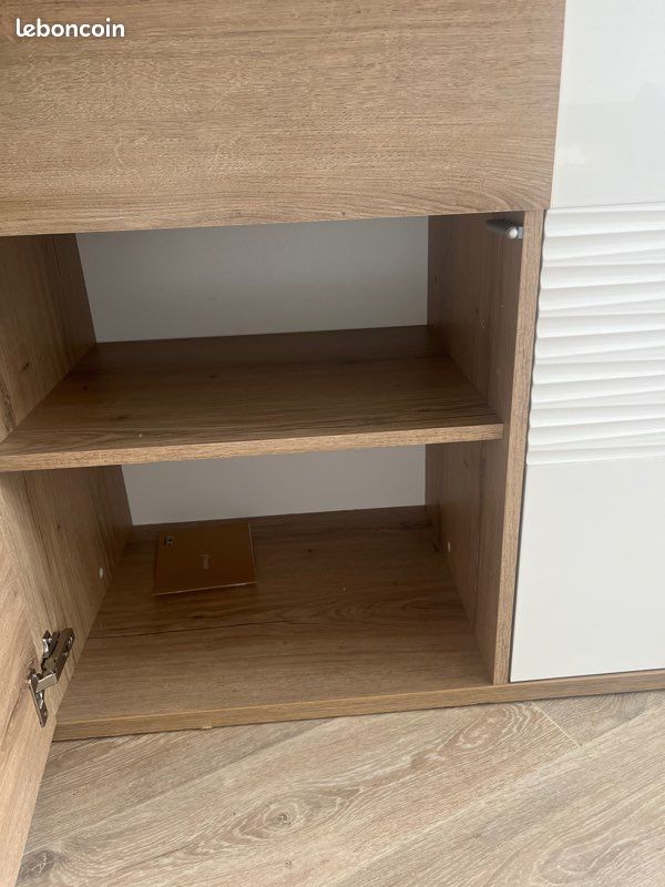 Buffet OTELLO 4 portes / 1 tiroir – 208 cm – Bicolore blanc/bois (image 4)
