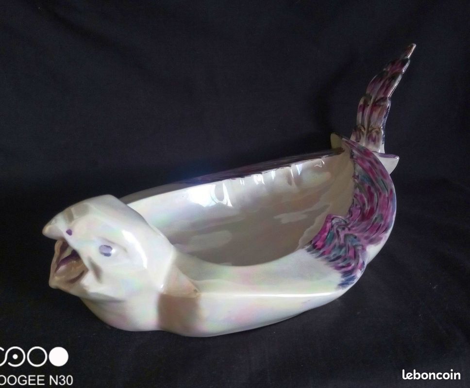 Céramique Limousine - Grand vide poche Art Déco en forme de pigeon en porcelaine de Limoges (image 4)