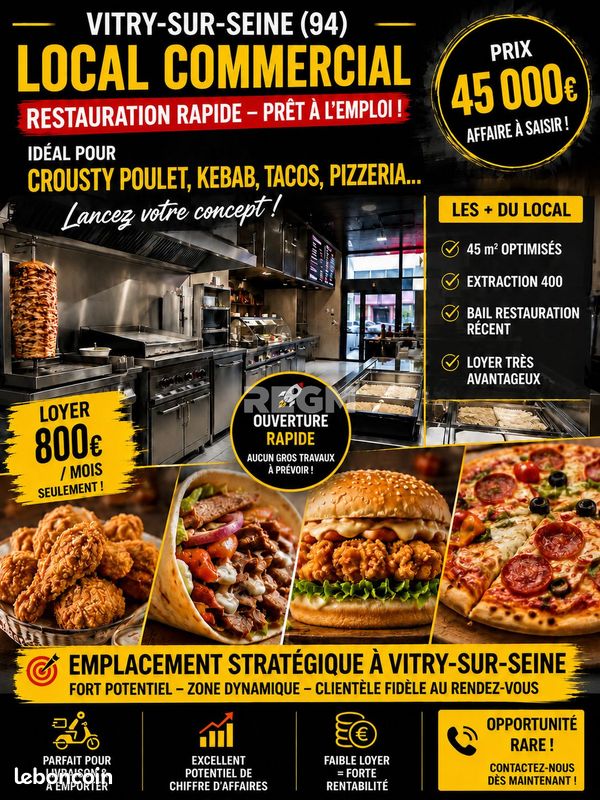 Local commercial 42 m² · à Vitry-sur-Seine · 42 m² · 45 000 €