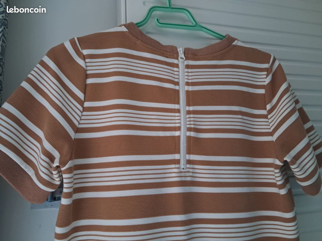 Jolie robe à rayure caramel et blanche (image 7)