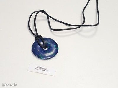 Collier En Azurite Malachite Naturelle - Pendentif Goutte 45 Carats - Argent 925 - 45.5 Cm