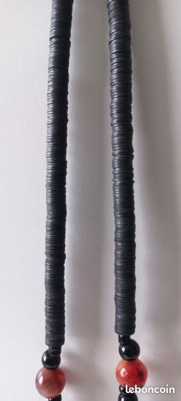 Collier artisanal, pierres cornaline et laiton (image 7)