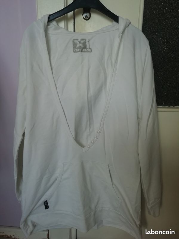 Sweatshirt blanc échancré (image 1)