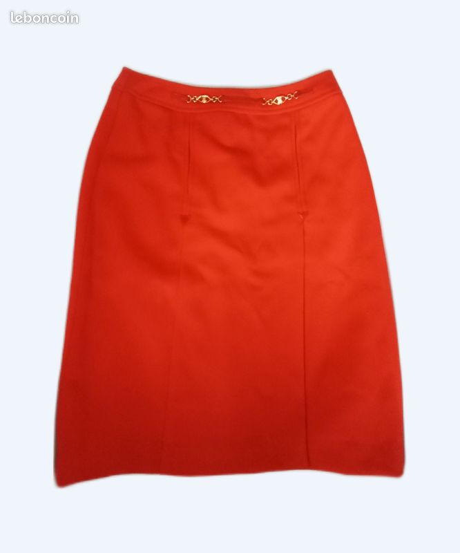 Jupe Longue (maxi) CÉLINE Vintage - Taille 44 - Rouge En Laine - Occasion Très Bon état - Pour Femme