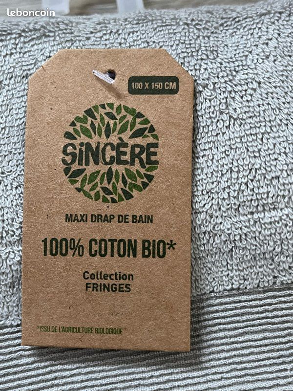 Jean & Len Drap De Douche En 100% Coton Bio, Bleu Clair, Avec Boucle De Suspension, Certifié Oeko-Tex Et Gots, Design Moderne Et Intemporel, 70 X 140 Cm