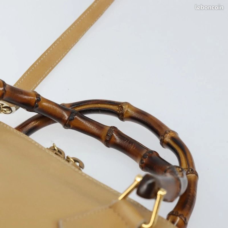 Sac à main GUCCI Bamboo en cuir 2-Way Beige Or 000-3780-0290 FM28 (image 7)
