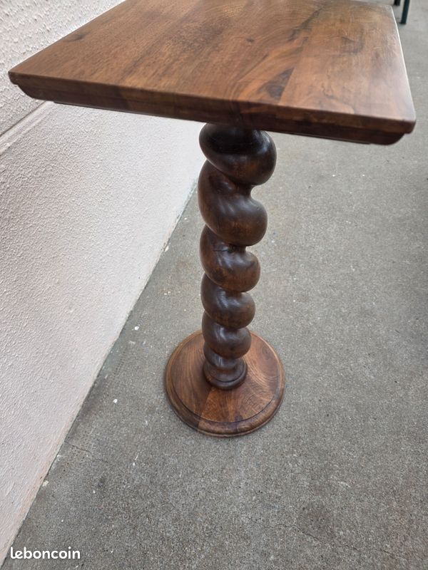 Sellette guéridon en bois tourné ancienne des années 1980 table d appoint bout de canapé (image 2)