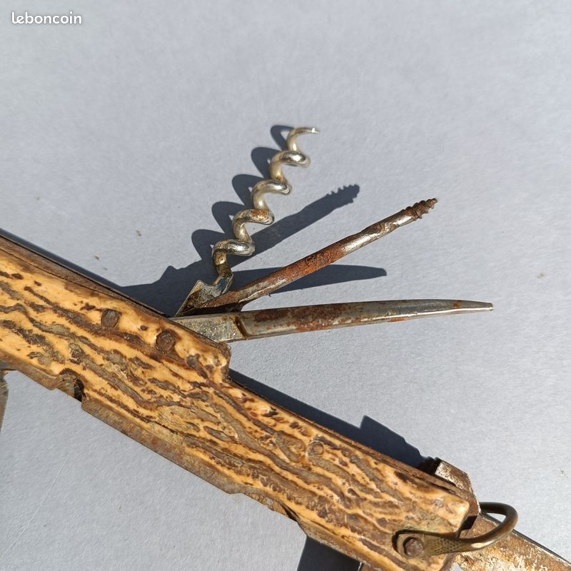Vieux Couteau Pliant Pradel Manche Bois Effet Cerf - Ancien Modèle