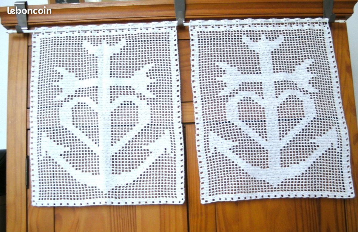 Cantonnières rideaux brise-vue Croix Camarguaise en coton blanc (image 6)