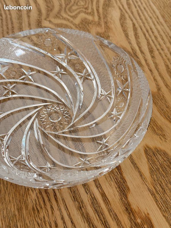 Plat ou coupelle en cristal travaillé vintage (image 8)