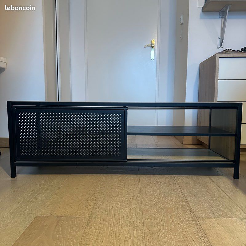 Meuble TV Oskar BUT Bois/Chêne/Noir (image 4)