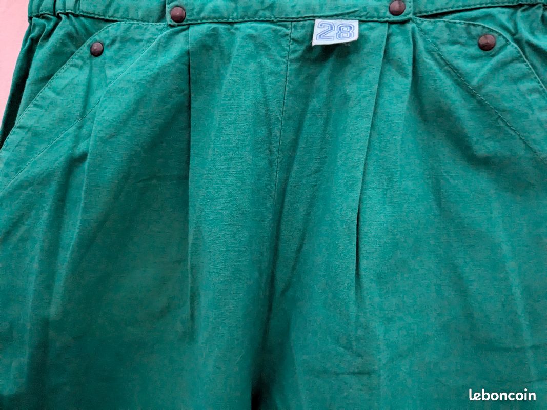 Pantalon coton vert émeraude T 36 original BE (image 3)