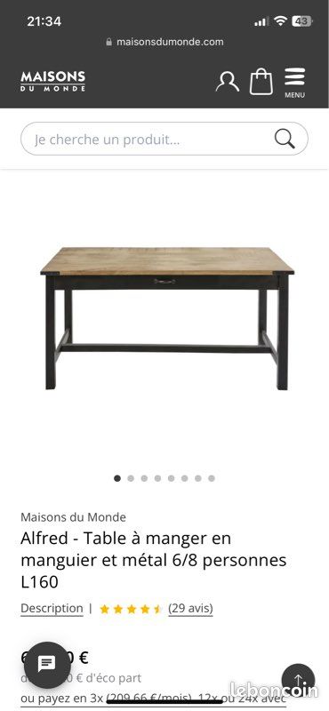 Table de salon en Manguier MDM (image 1)