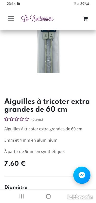Aiguilles à tricoter 60 cm 3, 3.5 et 4 (image 1)