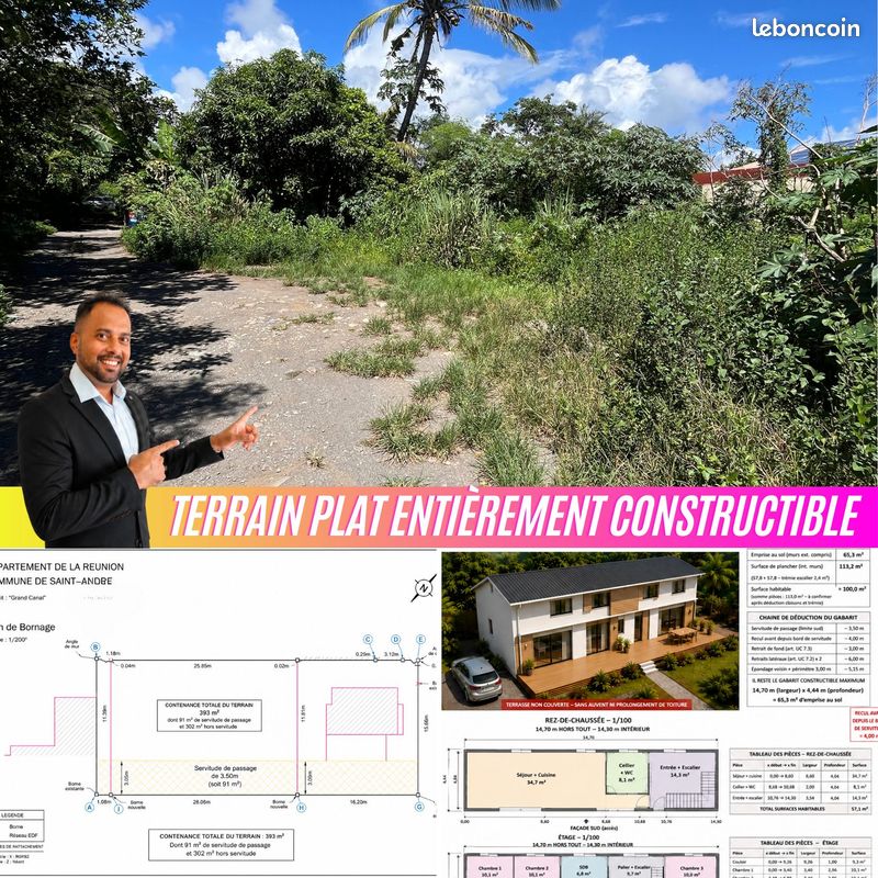 Terrain 393 m² · à Saint-André · 393 m² · 72 000 €
