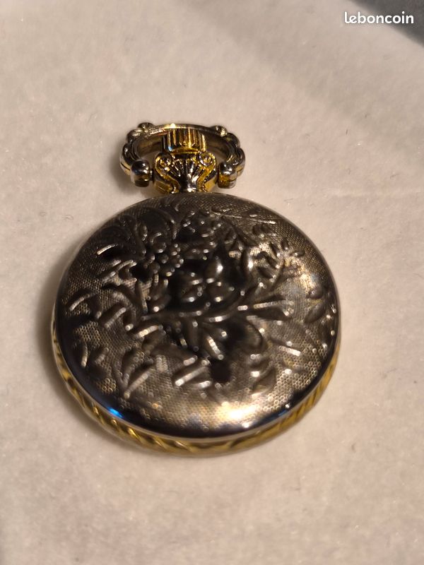 Petite montre pendentif quartz Col-See Paris (Diamètre 25 mm) - Motif floral (image 5)