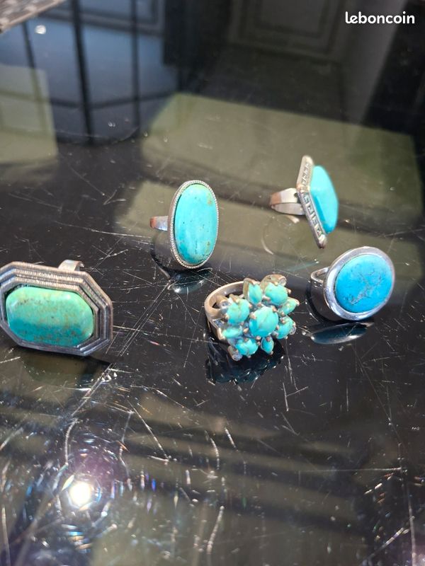 Bracelet Manchette Bohème En Argent 925 Sertie De Turquoises Bleues
