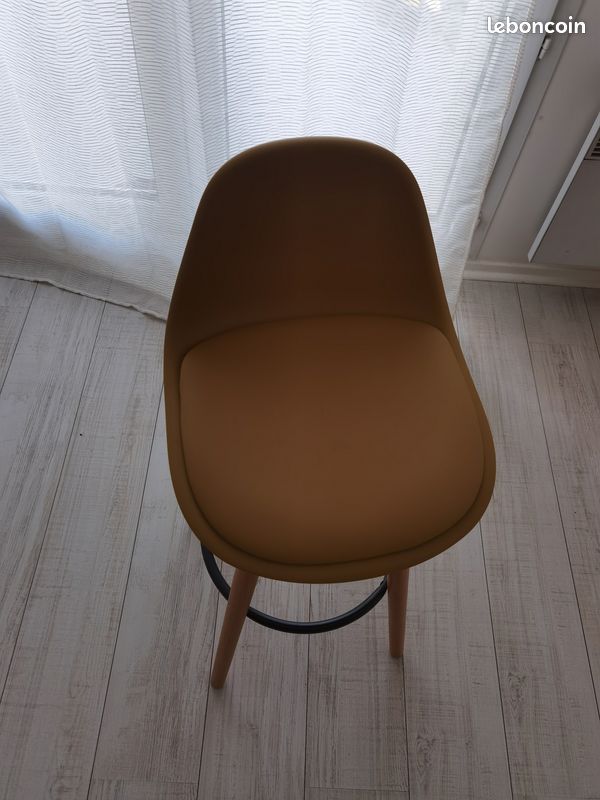 Chaise style tabouret de bar beige – Très bon état (image 3)