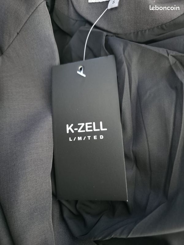 Veste K-Zell Limited S 36 gris anthracite matelassée ceinturée manteau léger neuf (image 3)