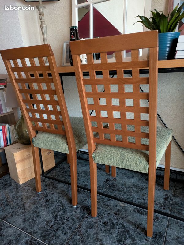 2 Chaises Effezeta italiennes bois et tissu (image 4)