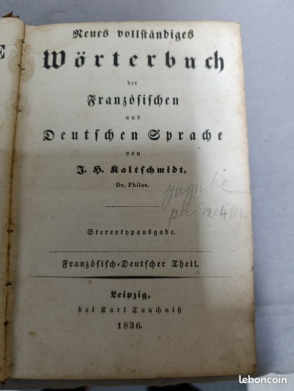 Ancien dictionnaire de 1836 Français Allemand (image 3)